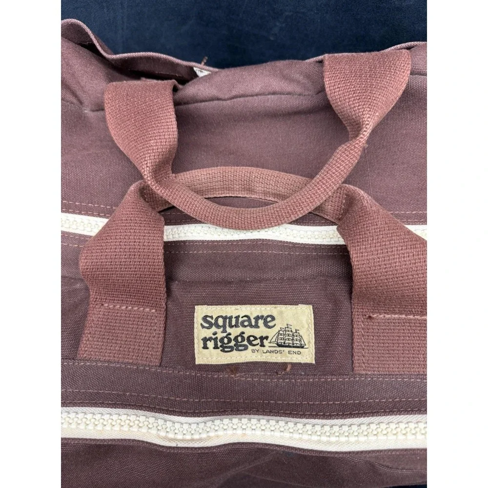Vtg Lands End Square Rigger Crossbody Weekender Carry On Messenger Canvas Bag